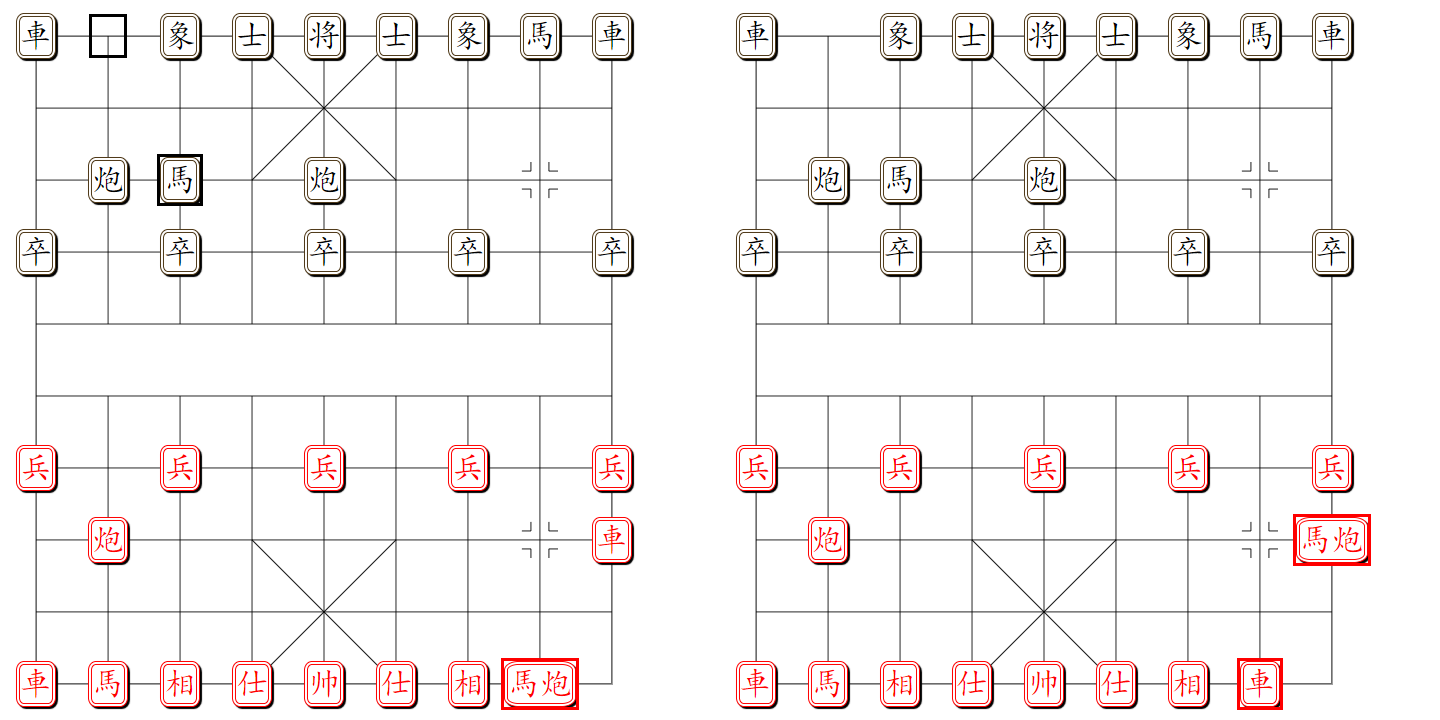 组易象棋-棋子组对棋子-易位示意图